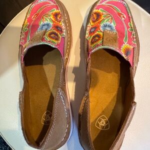 Ariat Pink and Brown Floral Loafers